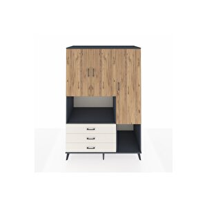 Kronos Dolap 6 Raflı 3 Çekmeceli 3 Kapaklı 132x59x195 Antrasit-çam/aytaşı