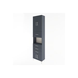 Arges Dolap 3 Raflı 4 Çekmeceli 4 Kapaklı 60x30x243 Antrasit-antrasit