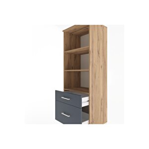 Hyperion Dolap 3 Raflı 2 Çekmeceli 60x44x163 Çam-antrasit