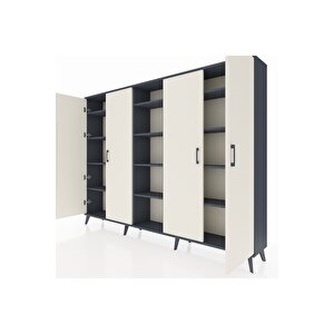 Arges Dolap 12 Raflı 4 Kapaklı 220x30x163 Antrasit-aytaşı/antrasit