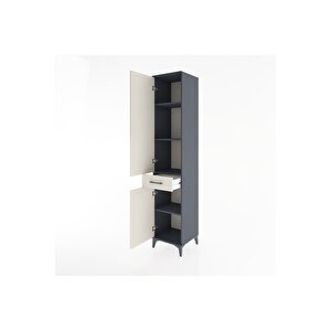 Hyperion Dolap 4 Raflı Tek Çekmeceli 2 Kapaklı 44x44x221 Antrasit-aytaşı