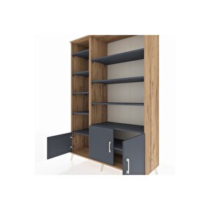 Hyperion Gardrop 10 Raflı 3 Kapaklı 132x44x195 Çam-antrasit