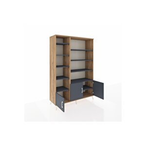 Hyperion Gardrop 10 Raflı 3 Kapaklı 132x44x195 Çam-antrasit