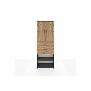 Arges Dolap 4 Raflı 3 Çekmeceli 2 Kapaklı 88x30x243 Antrasit-çam