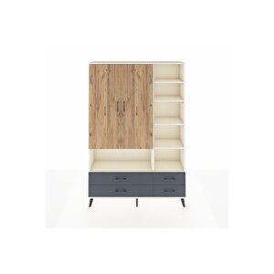 Arges Dolap 10 Raflı 4 Çekmeceli 2 Kapaklı 132x30x195 Aytaşı-çam/antrasit