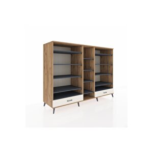 Kronos Dolap 14 Raflı 2 Çekmeceli  220x59x163 Çam-antrasit/aytaşı