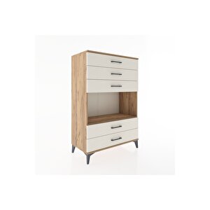 Hyperion Dolap Tek Raflı 5 Çekmeceli 88x44x134 Çam-aytaşı