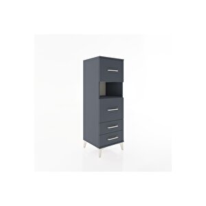 Hyperion Dolap Tek Raflı 4 Çekmeceli 44x44x134 Antrasit-antrasit