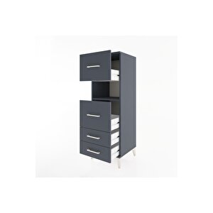 Hyperion Dolap Tek Raflı 4 Çekmeceli 44x44x134 Antrasit-antrasit
