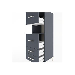 Hyperion Dolap Tek Raflı 4 Çekmeceli 44x44x134 Antrasit-antrasit