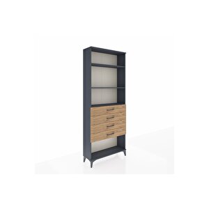 Arges Dolap 3 Raflı 4 Çekmeceli 88x30x221 Antrasit-çam