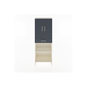 Arges Dolap 3 Raflı Tek Çekmeceli 2 Kapaklı 60x30x163 Aytaşı-antrasit