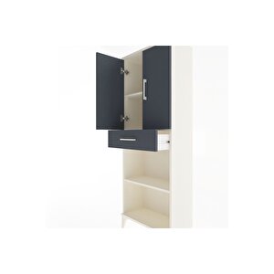 Arges Dolap 3 Raflı Tek Çekmeceli 2 Kapaklı 60x30x163 Aytaşı-antrasit