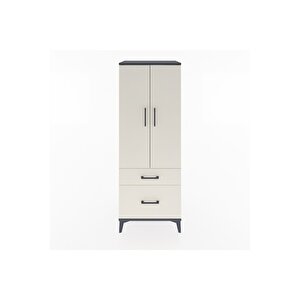 Hyperion Dolap 3 Raflı 2 Çekmeceli 2 Kapaklı 60x44x163 Antrasit-aytaşı