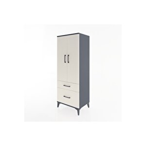 Hyperion Dolap 3 Raflı 2 Çekmeceli 2 Kapaklı 60x44x163 Antrasit-aytaşı