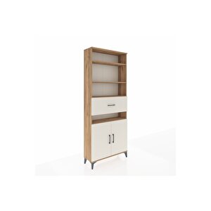 Arges Dolap 5 Raflı Tek Çekmeceli 2 Kapaklı 88x30x221 Çam-aytaşı