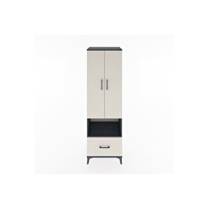 Hyperion Dolap 5 Raflı Tek Çekmeceli 2 Kapaklı 60x44x195 Antrasit-aytaşı