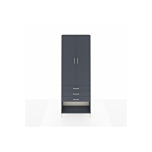 Arges Dolap 4 Raflı 3 Çekmeceli 2 Kapaklı 88x30x243 Antrasit-antrasit