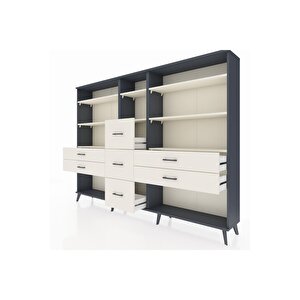 Arges Dolap 8 Raflı 7 Çekmeceli  220x30x163 Antrasit-aytaşı