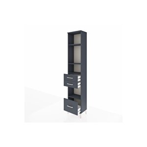 Arges Dolap 4 Raflı 3 Çekmeceli 44x30x221 Antrasit-antrasit