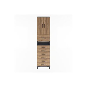 Arges Dolap 3 Raflı 6 Çekmeceli 2 Kapaklı 60x30x243 Antrasit-çam