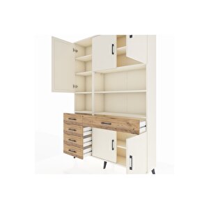 Arges Dolap 9 Raflı 5 Çekmeceli 5 Kapaklı 132x30x195 Aytaşı-aytaşı/çam