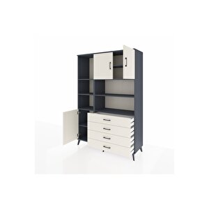 Hyperion Gardrop 8 Raflı 4 Çekmeceli 3 Kapaklı 132x44x195 Antrasit-aytaşı