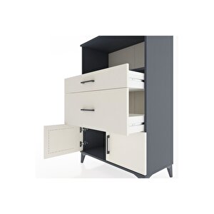 Hyperion Dolap Tek Raflı 2 Çekmeceli 2 Kapaklı 88x44x134 Antrasit-aytaşı