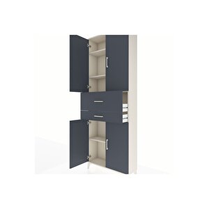 Arges Dolap 4 Raflı 2 Çekmeceli 4 Kapaklı 88x30x243 Aytaşı-antrasit