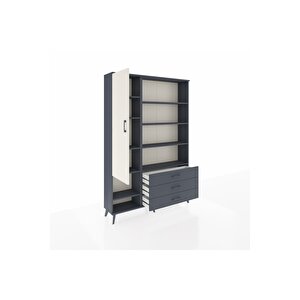 Arges Dolap 9 Raflı 3 Çekmeceli Tek Kapaklı  132x30x195 Antrasit-aytaşı/antrasit