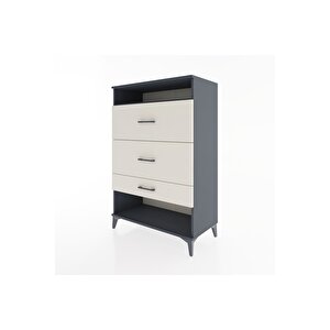 Hyperion Dolap Tek Raflı 3 Çekmeceli 88x44x134 Antrasit-aytaşı