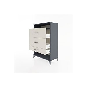 Hyperion Dolap Tek Raflı 3 Çekmeceli 88x44x134 Antrasit-aytaşı