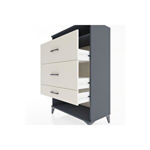 Hyperion Dolap Tek Raflı 3 Çekmeceli 88x44x134 Antrasit-aytaşı