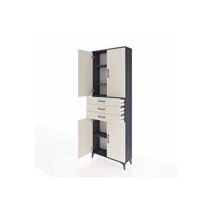 Arges Dolap 4 Raflı 3 Çekmeceli 4 Kapaklı 88x30x243 Antrasit-aytaşı