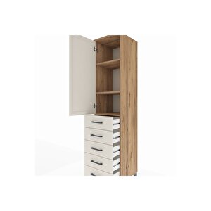 Hyperion Dolap 3 Raflı 5 Çekmeceli Tek Kapaklı 44x44x195 Çam-aytaşı