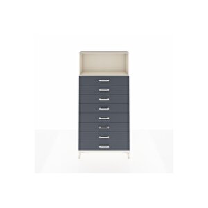 Arges Dolap Tek Raflı 8 Çekmeceli 88x30x182 Aytaşı-antrasit