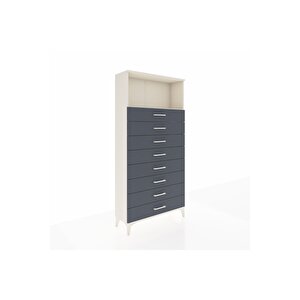 Arges Dolap Tek Raflı 8 Çekmeceli 88x30x182 Aytaşı-antrasit