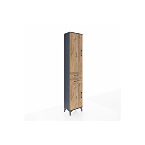 Arges Dolap 3 Raflı 2 Çekmeceli Tek Askılı 44x30x221 Antrasit-çam