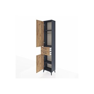 Arges Dolap 3 Raflı 2 Çekmeceli Tek Askılı 44x30x221 Antrasit-çam