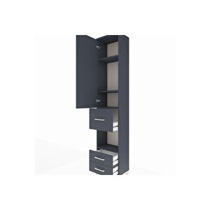 Arges Dolap 4 Raflı 3 Çekmeceli Tek Kapaklı 44x30x221 Antrasit-antrasit