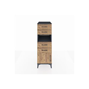 Kronos Dolap Tek Raflı 4 Çekmeceli Tek Kapaklı 44x59x134 Antrasit-çam