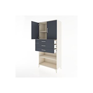 Hyperion Dolap 3 Raflı 3 Çekmeceli 2 Kapaklı 88x44x195 Aytaşı-antrasit