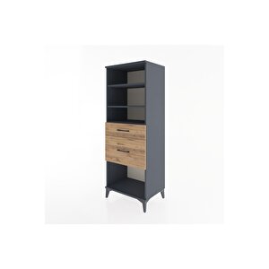 Hyperion Dolap 3 Raflı 2 Çekmeceli 60x44x163 Antrasit-çam