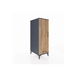 Kronos Dolap 3 Raflı Tek Çekmeceli Tek Kapaklı 44x59x134 Antrasit-çam