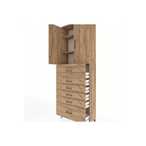 Arges Dolap 3 Raflı 6 Çekmeceli 2 Kapaklı 88x30x243 Çam-çam