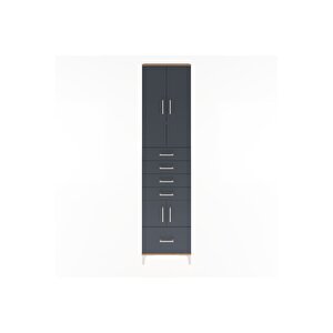 Arges Dolap 4 Raflı 5 Çekmeceli 4 Kapaklı 60x30x243 Çam-antrasit