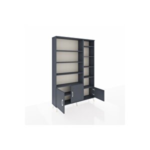 Arges Gardrop 10 Raflı 3 Kapaklı 132x30x195 Antrasit-antrasit