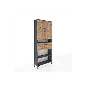 Arges Dolap 5 Raflı 2 Çekmeceli 2 Kapaklı 88x30x221 Antrasit-çam
