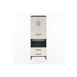 Hyperion Dolap 3 Raflı 3 Çekmeceli 2 Kapaklı 60x44x163 Antrasit-aytaşı