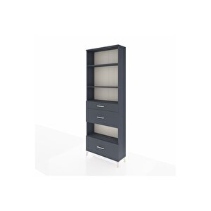 Arges Dolap 4 Raflı 3 Çekmeceli 88x30x243 Antrasit-antrasit